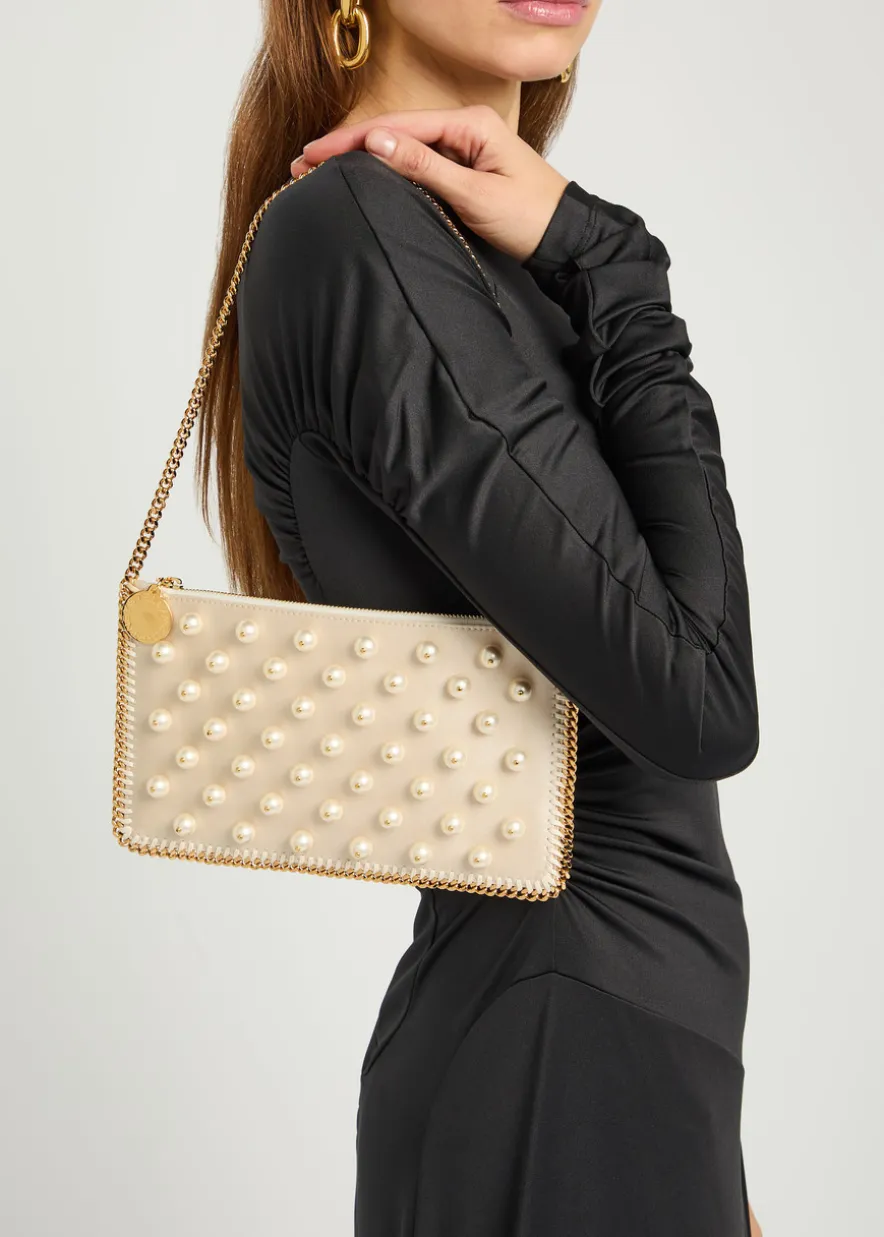 Falabella embellished satin shoulder strap