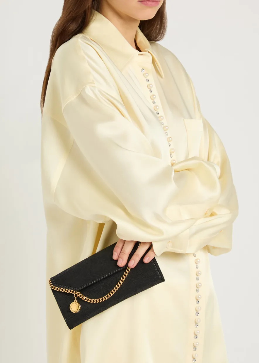Falabella grained faux suede wallet-on-chain
