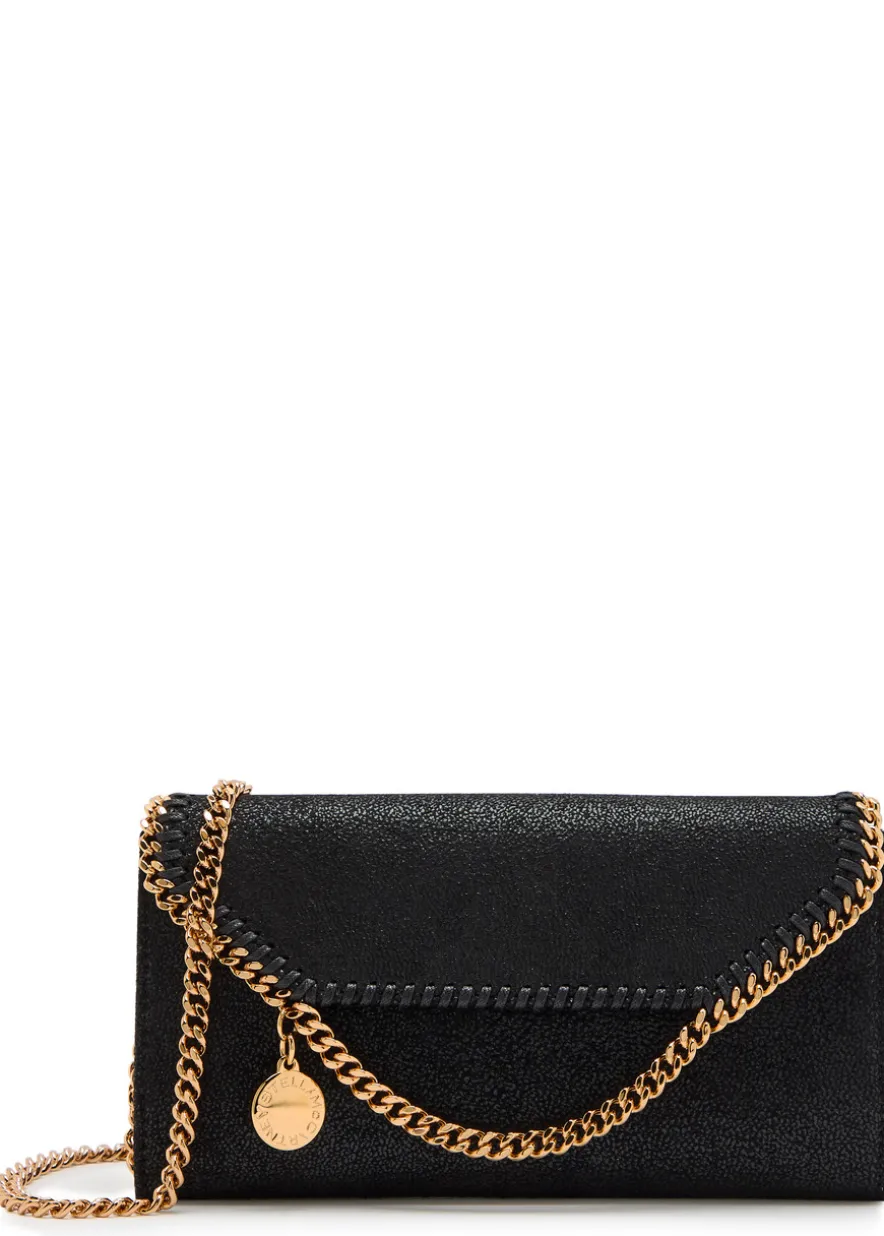 Falabella grained faux suede wallet-on-chain