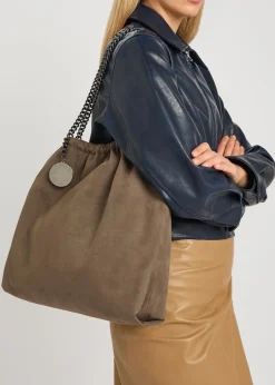 Falabella medium drawstring faux suede tote