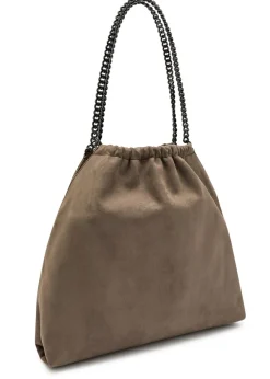 Falabella medium drawstring faux suede tote