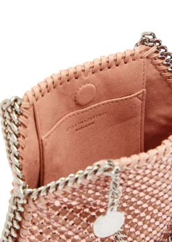 Falabella mini crystal-embellished satin top handle bag