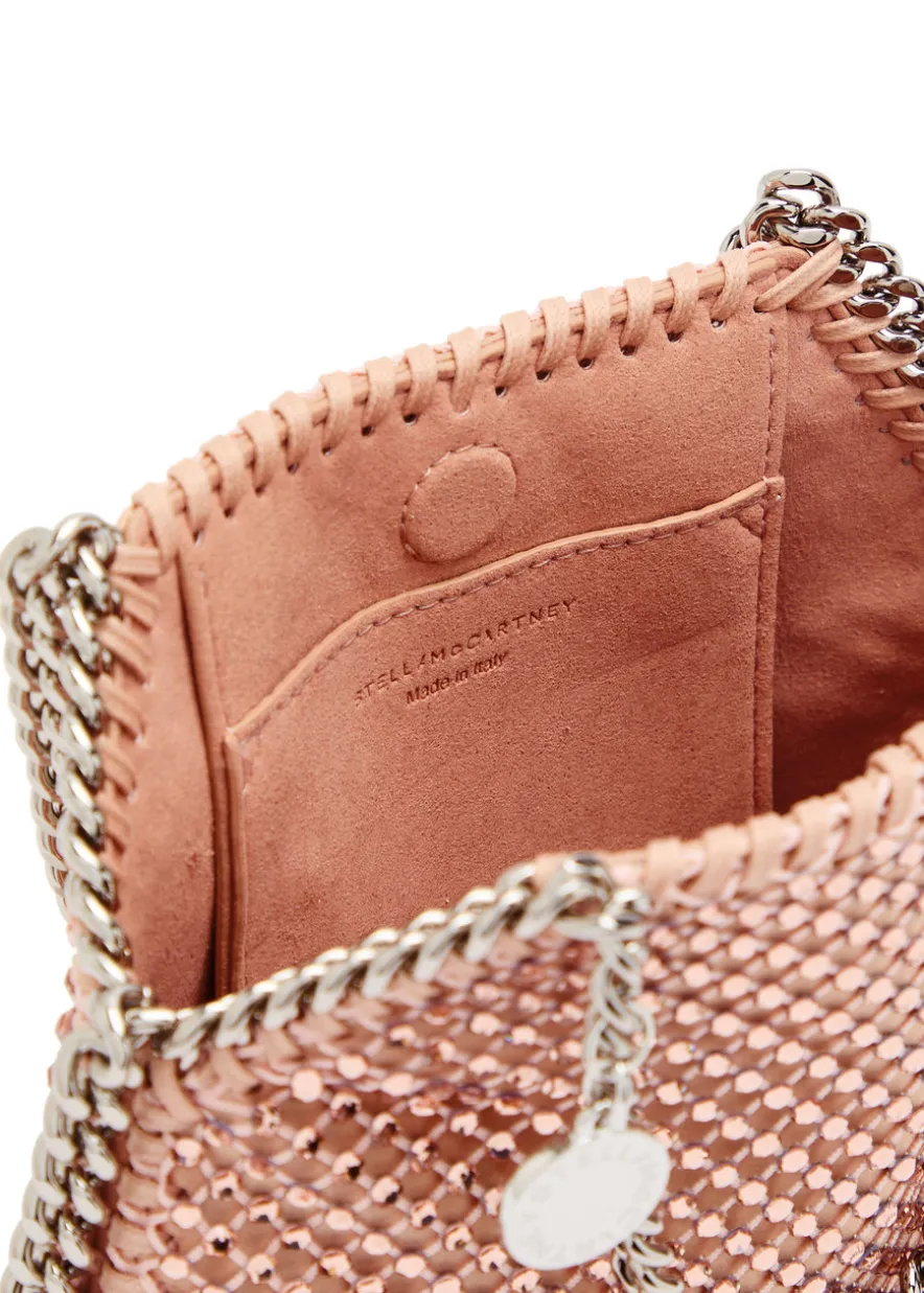 Falabella mini crystal-embellished satin top handle bag
