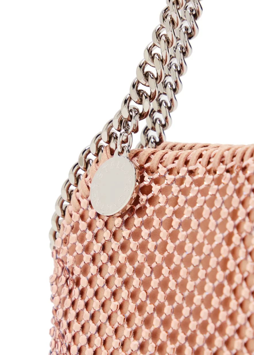 Falabella mini crystal-embellished satin top handle bag