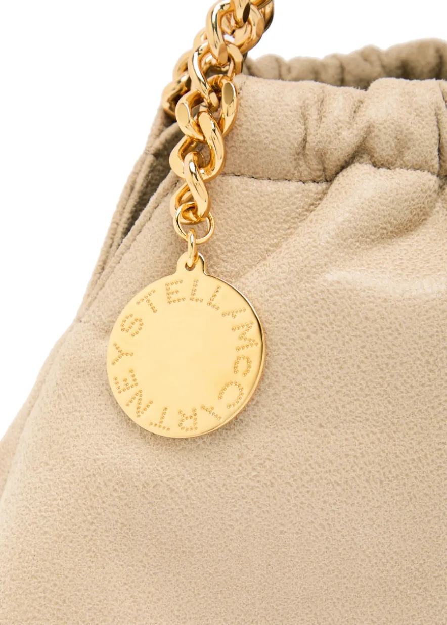 Falabella mini drawstring faux suede top handle bag