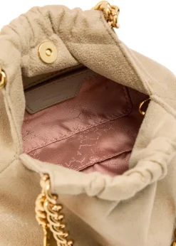 Falabella mini drawstring faux suede top handle bag