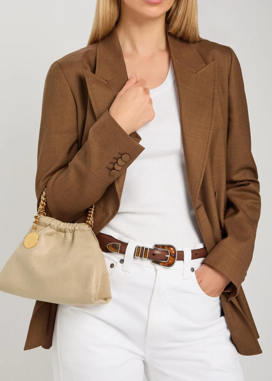 Falabella mini drawstring faux suede top handle bag