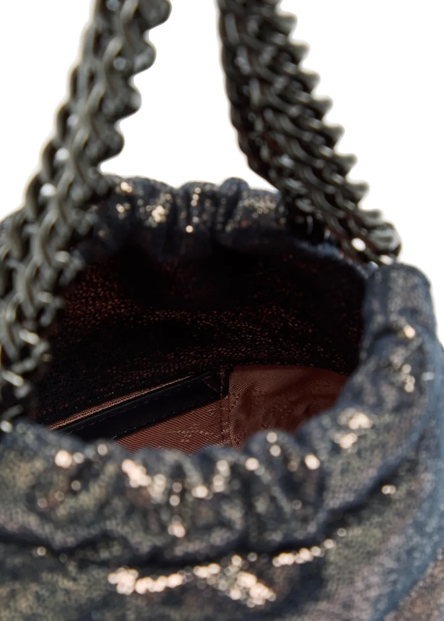 Falabella Mini Drawstring metallic faux suede tote bag