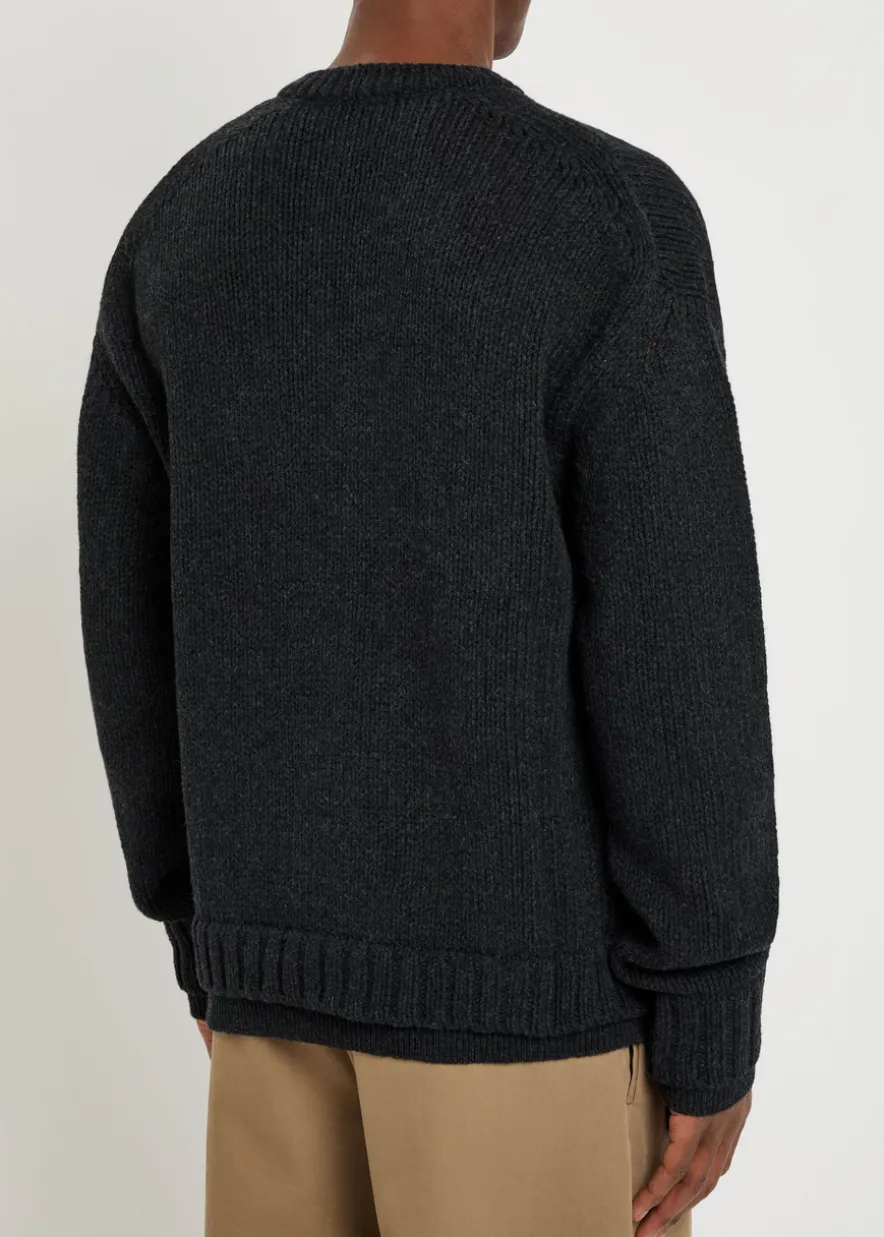 False layered-effect merino wool jumper