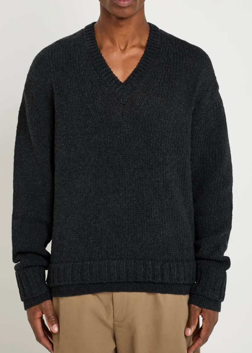 False layered-effect merino wool jumper