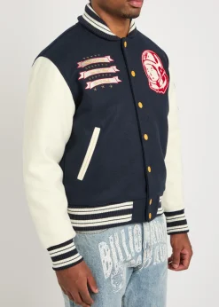 Fanfare Script panelled appliquéd bomber jacket