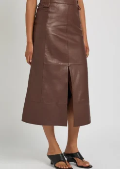 Farrah leather midi skirt