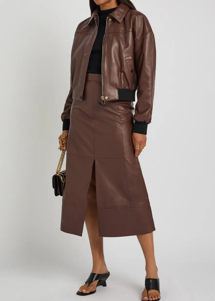Farrah leather midi skirt