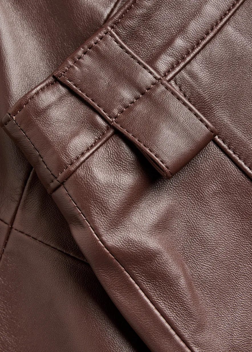 Farrah leather midi skirt