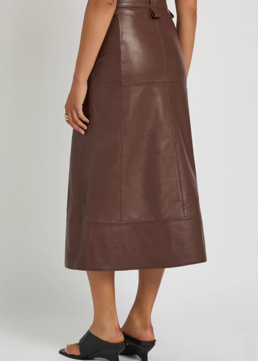 Farrah leather midi skirt