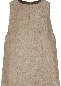 Faux leather panel linen top