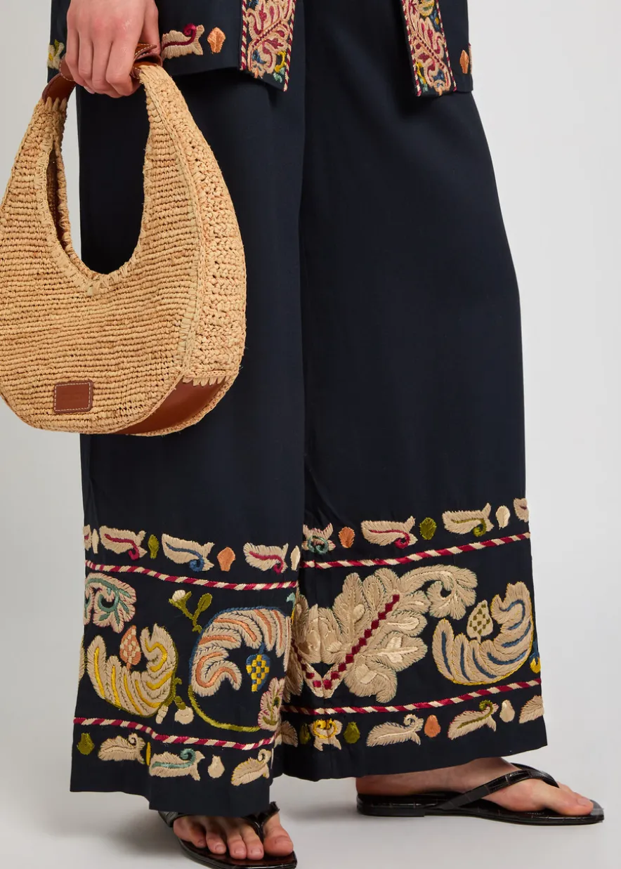 Feather Runner embroidered cotton-blend trousers