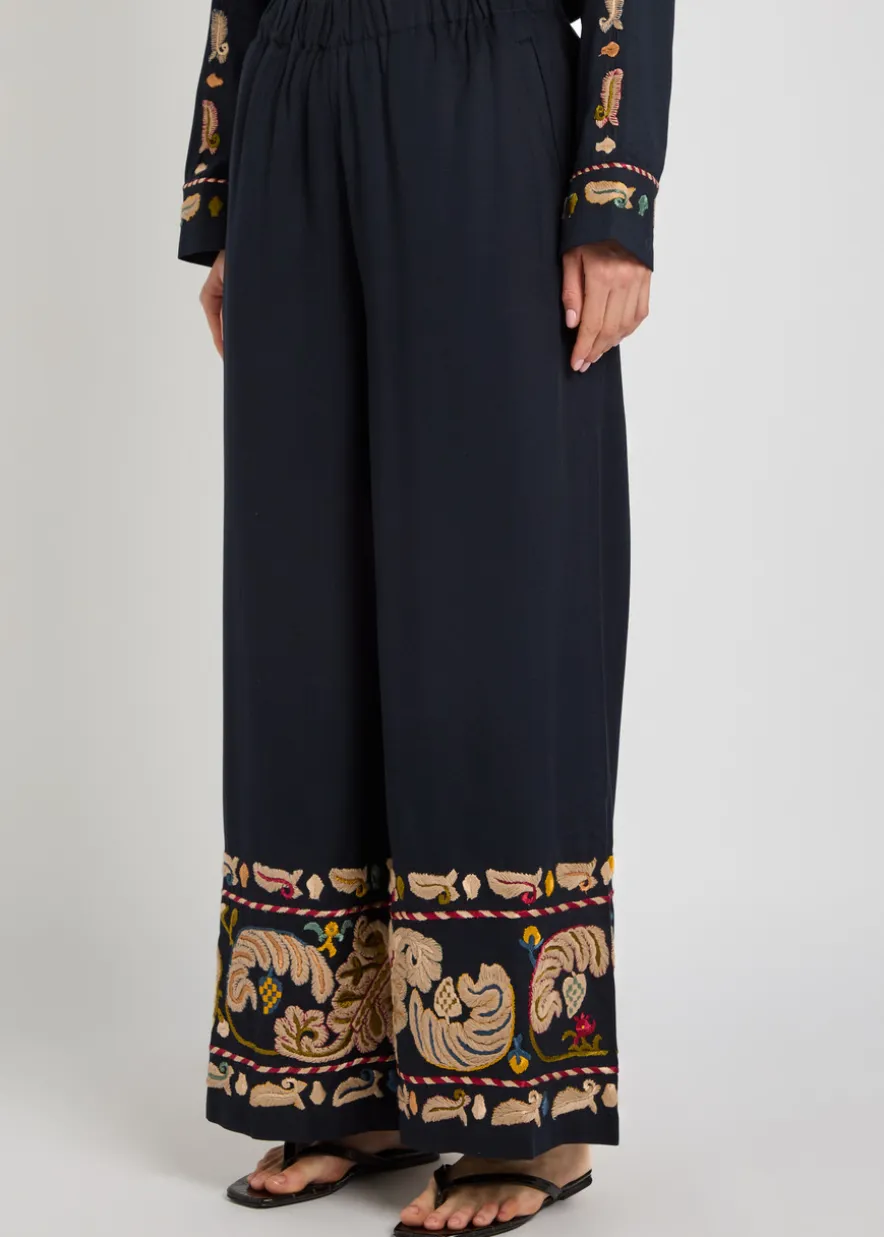 Feather Runner embroidered cotton-blend trousers