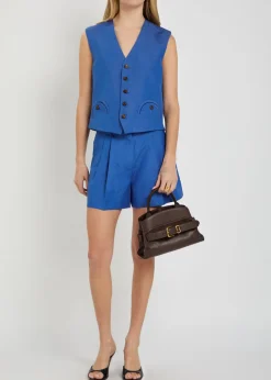 Feral silk and linen-blend vest