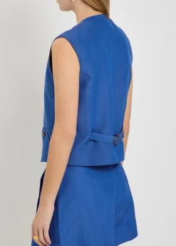 Feral silk and linen-blend vest