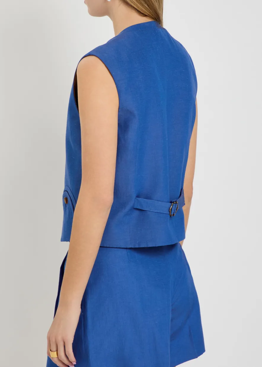 Feral silk and linen-blend vest