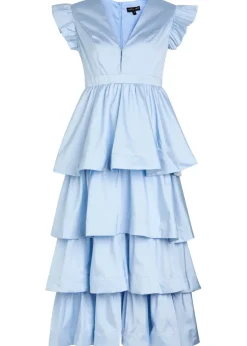 Feria tiered taffeta midi dress