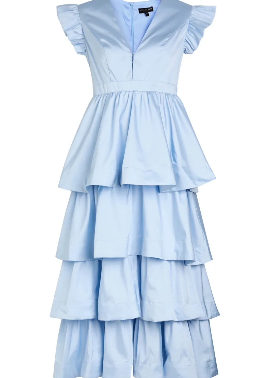 Feria tiered taffeta midi dress