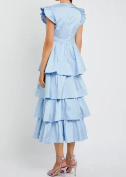 Feria tiered taffeta midi dress