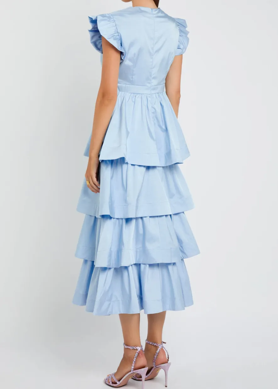 Feria tiered taffeta midi dress