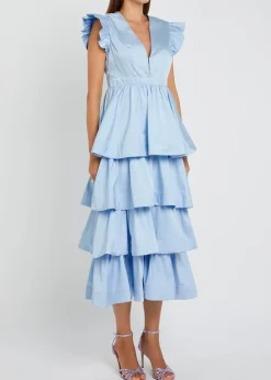 Feria tiered taffeta midi dress