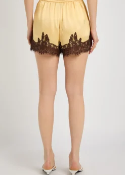 Fern lace-trim satin shorts