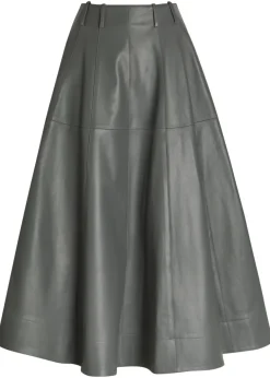 Fiamma leather midi skirt