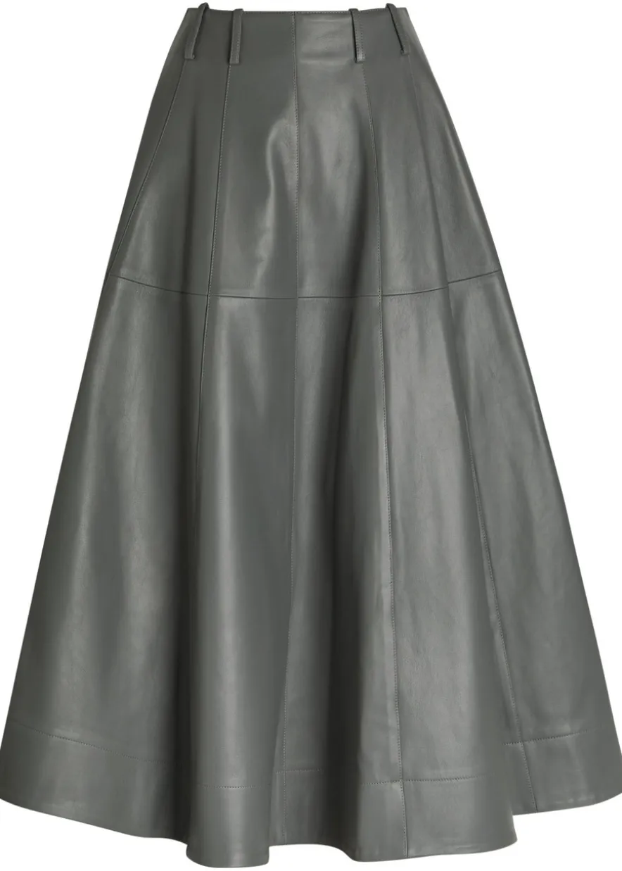 Fiamma leather midi skirt