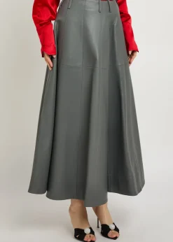 Fiamma leather midi skirt