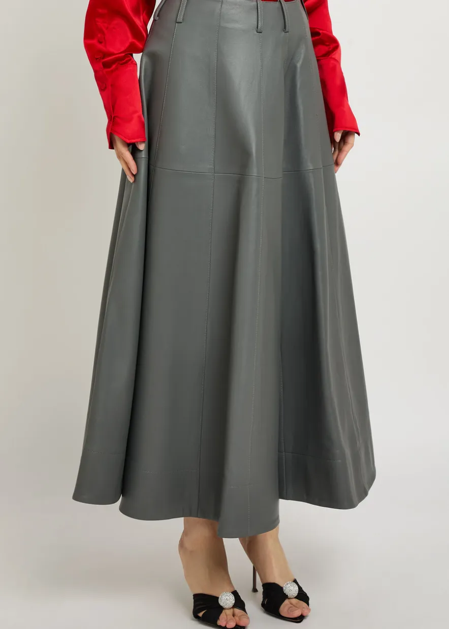 Fiamma leather midi skirt