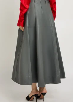 Fiamma leather midi skirt
