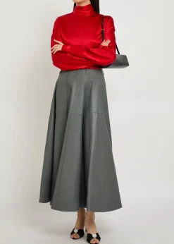 Fiamma leather midi skirt