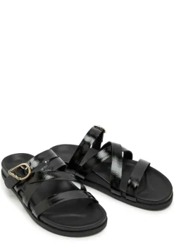Filipa textured patent leather sliders