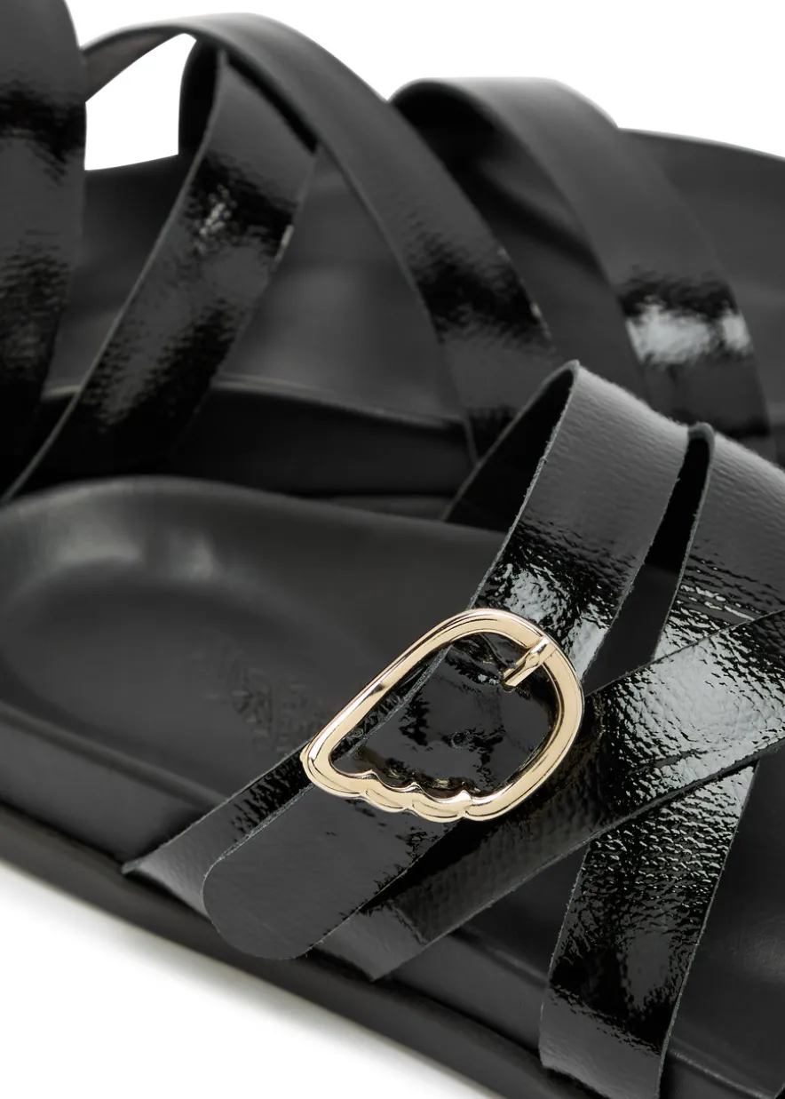 Filipa textured patent leather sliders