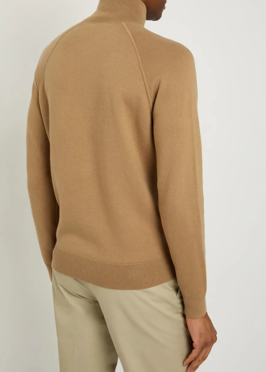 Fine-knit cotton and wool-blend cardigan