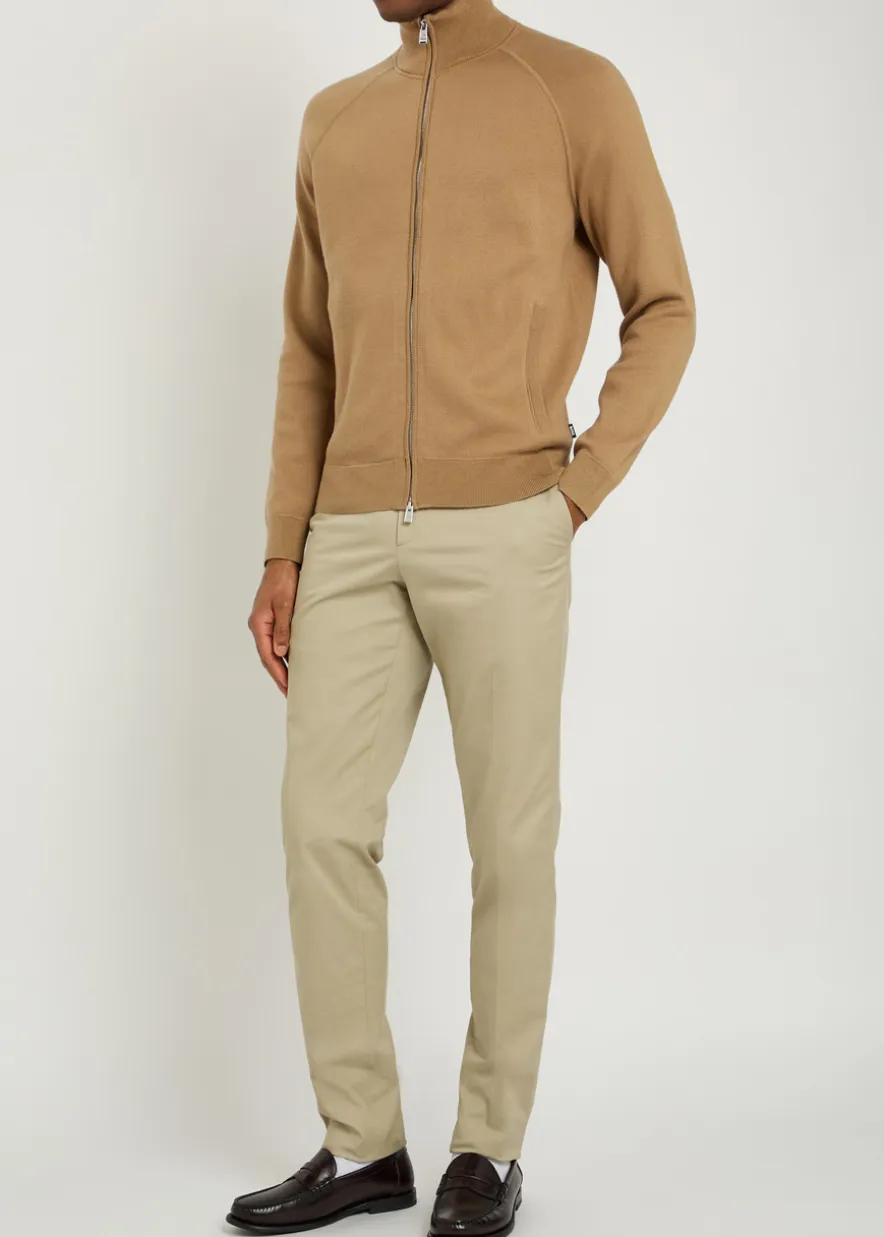 Fine-knit cotton and wool-blend cardigan