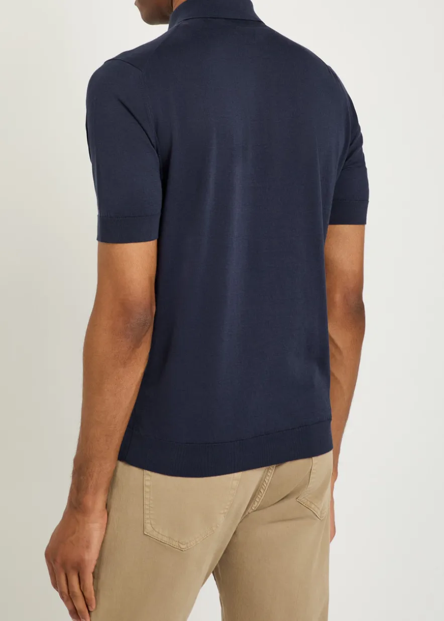 Fine-knit cotton polo shirt