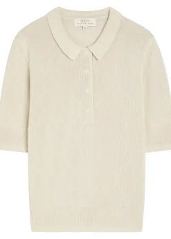 Fine-knit polo top