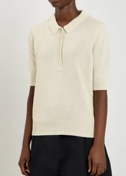 Fine-knit polo top