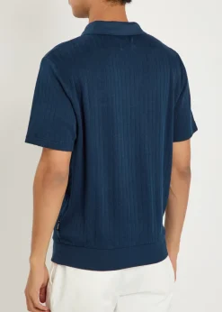 Fine-knit ribbed cotton polo shirt