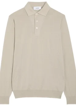 Fine-knit wool polo shirt