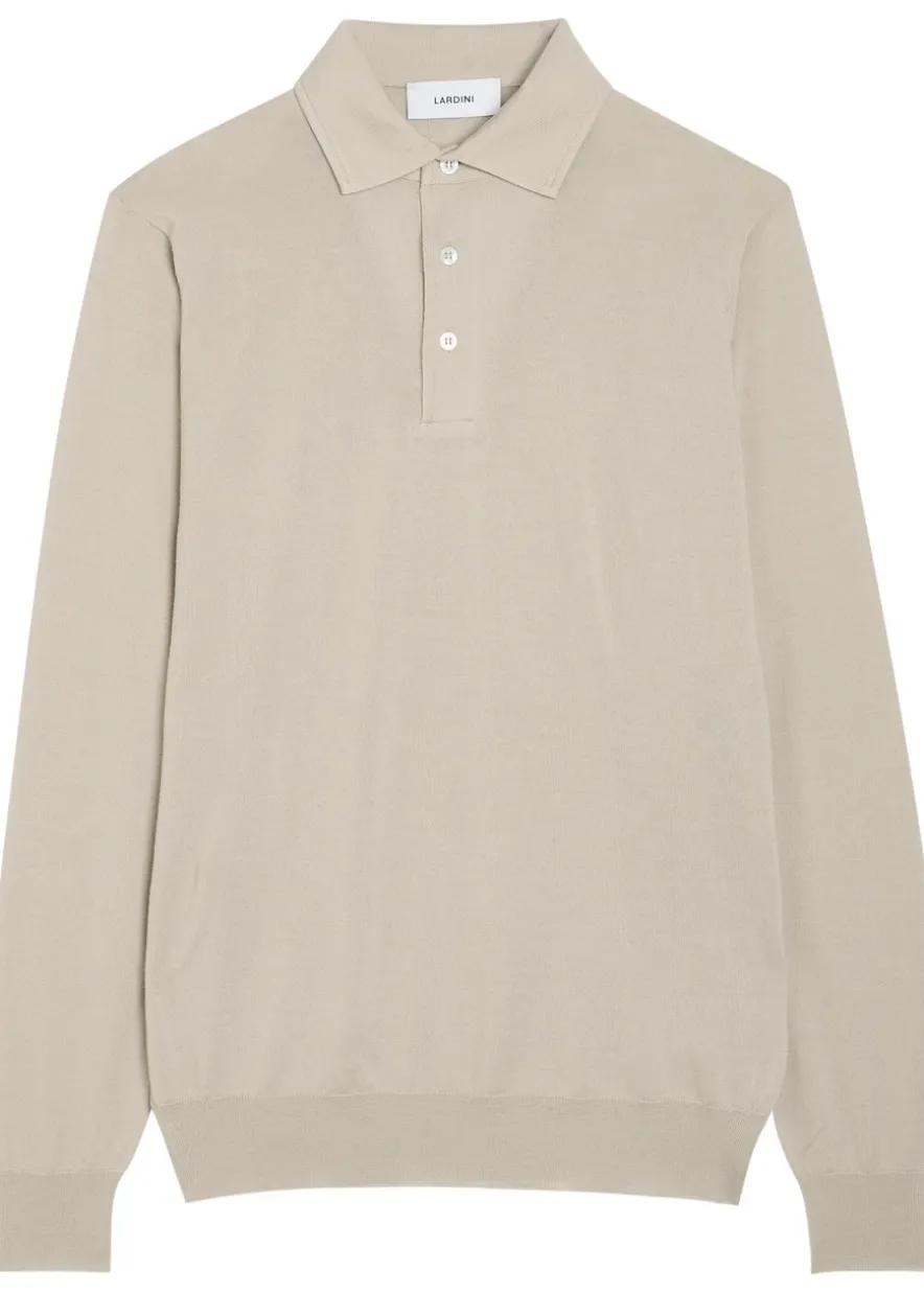 Fine-knit wool polo shirt