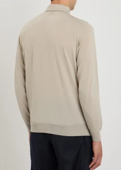 Fine-knit wool polo shirt