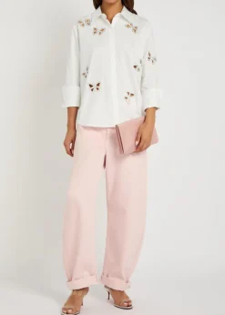 Finely embellished cut-out woven shirt
