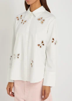 Finely embellished cut-out woven shirt